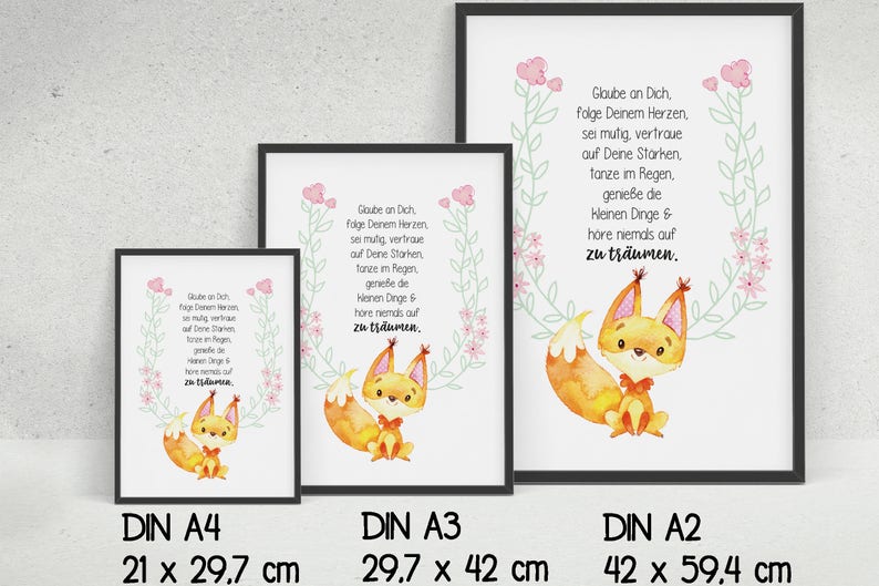 Fox flower color selectable-art print optional with frame image 5