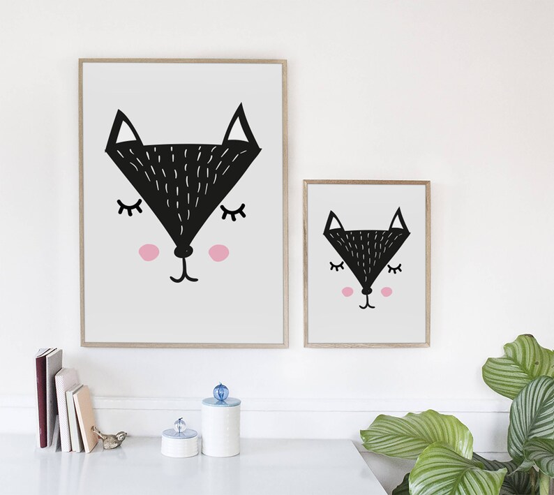 Fox face art print without frame