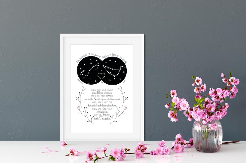 Personalizable art print Constellations best friend A loving gift for the person you love optionally with a frame image 3