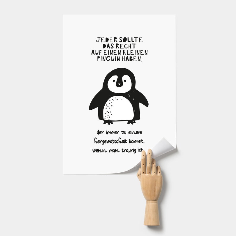 Right to penguin art print with saying funny gift idea optional with frame image 3