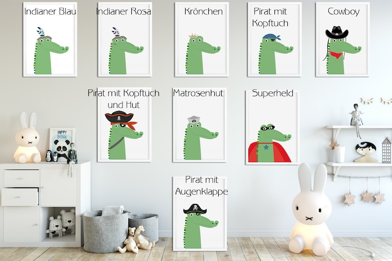 Schnappi Crocodile optional with frame Decoration & background selectable image 5