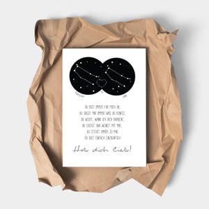Art print constellations horoscope zodiac sign gift idea best friend best friend wedding gift anniversary optionally with frame