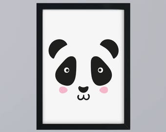Panda motif in SW - art print optional with frame