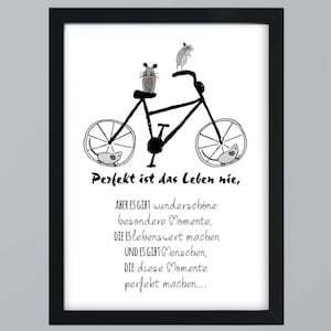 Art print friendship bicycle gift for best friend and best friends gift idea optionally with frame