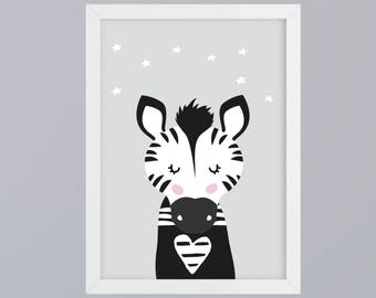 Zebra SW - Art print optional with frame