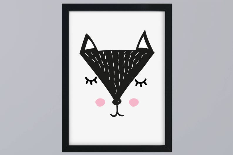 Fox face art print without frame