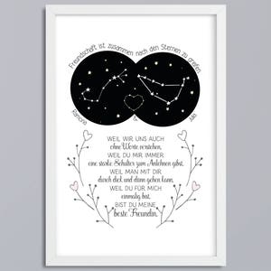 Personalizable art print "Constellations best friend" - A loving gift for the person you love - optionally with a frame