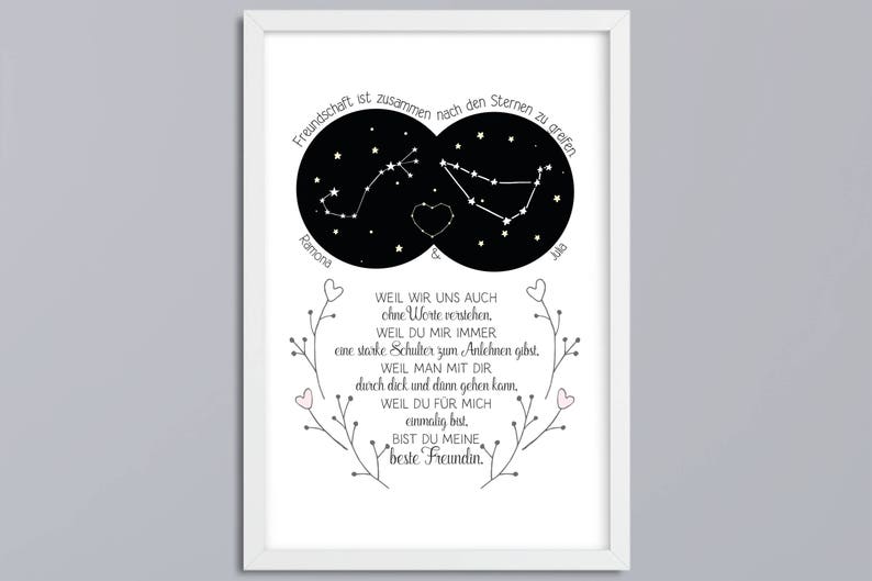 Personalizable art print Constellations best friend A loving gift for the person you love optionally with a frame image 1