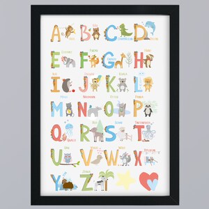 ABC Animal - Alphabet Gift Art Print Fine Art Print with optional frame