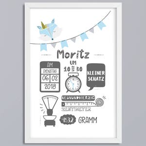 Birth Young Fox - art print optional with frame