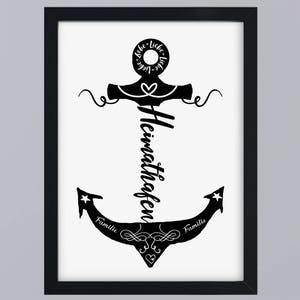 Anker Heimathafen - Art print optional with frame