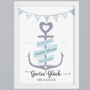 Birth Junge Anker - art print optional with frame