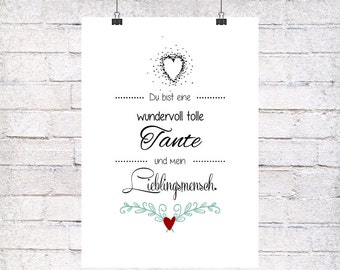 Aunt Favorite Human Art Print Optional with Frame