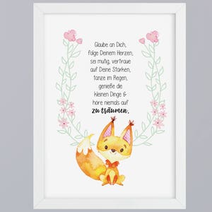 Fox flower color selectable-art print optional with frame image 1