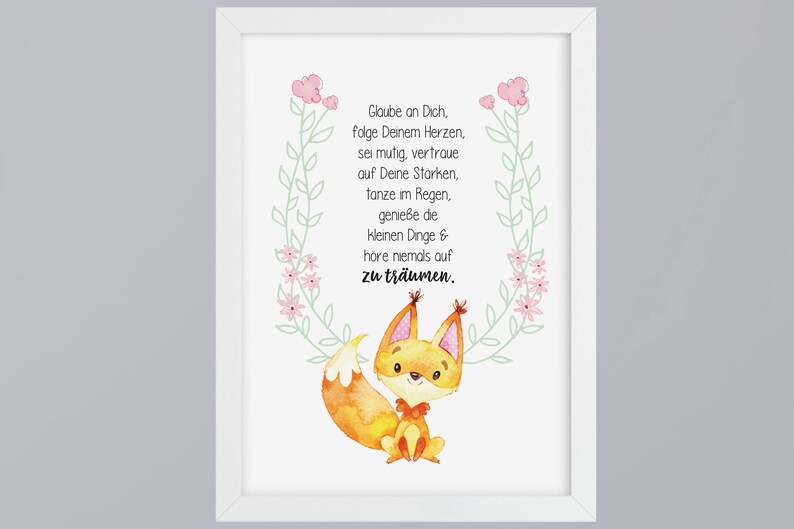 Fox flower color selectable-art print optional with frame image 1