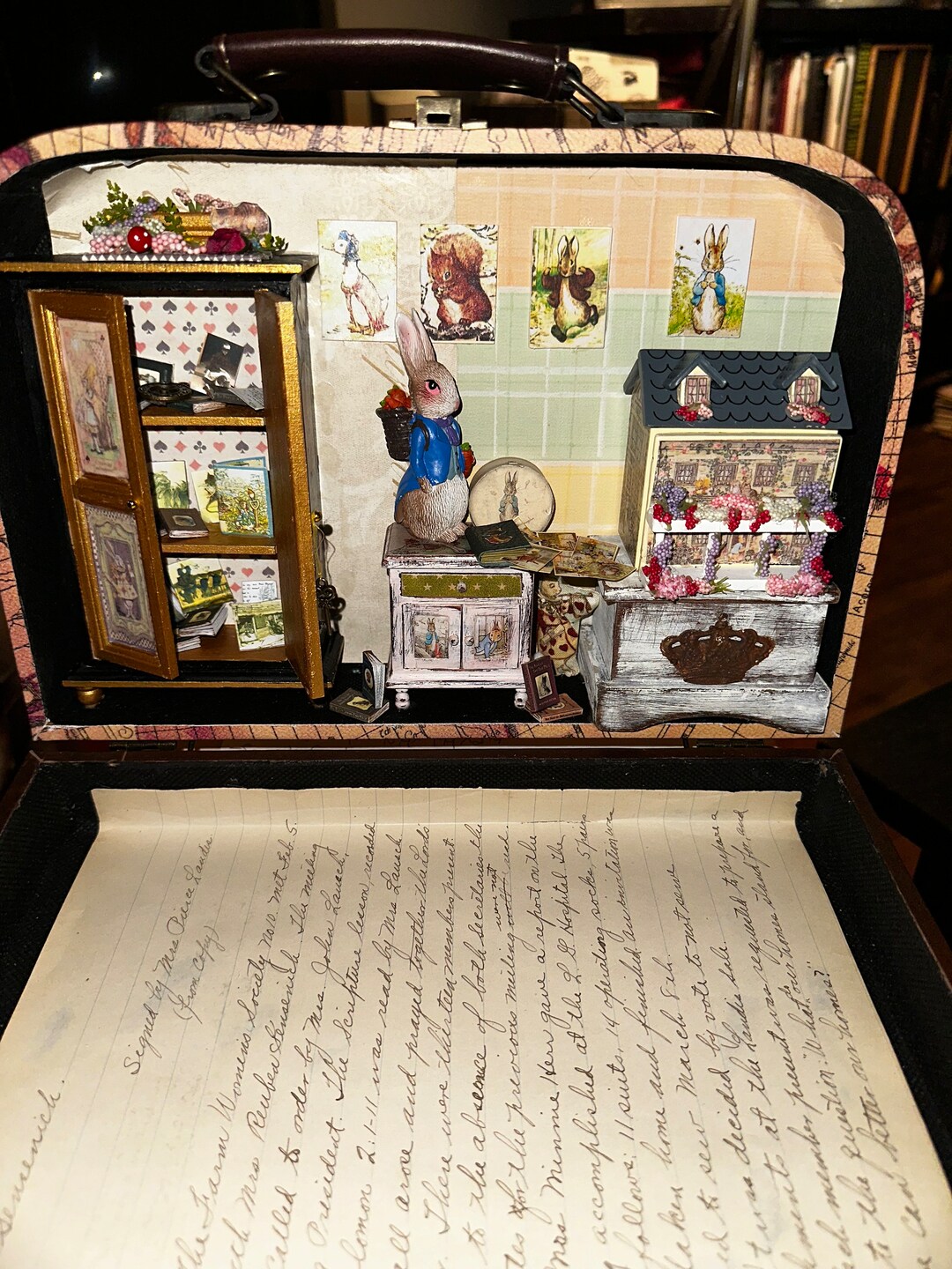 Peter Rabbit Easter Mixed Media OOAK Scene 2 in Travelers Suitcase 11 ...