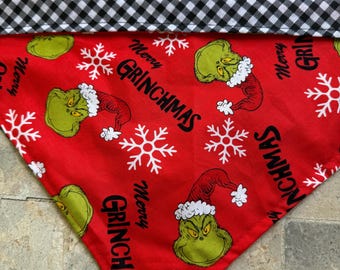 The Grinch Holiday Red Cotton and Gingham Bandana