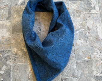 Dark Blue Herringbone Flannel Shirting Pet Bandana/Scarf
