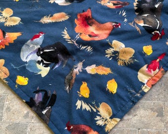 Rooster on Blue Flannel Pet Bandana/Scarf