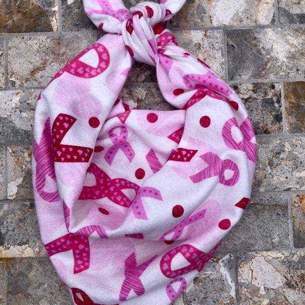 Pink Breast Cancer Awareness Ribbon Flannel Pet Bandana/Scarf