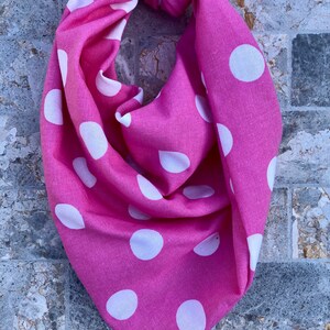 Pink and White Polka Dots Cotton Pet Bandana/Scarf