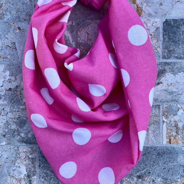 Pink and White Polka Dots Cotton Pet Bandana/Scarf