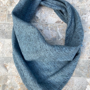Light Blue Herringbone Flannel Shirting Pet Bandana/Scarf