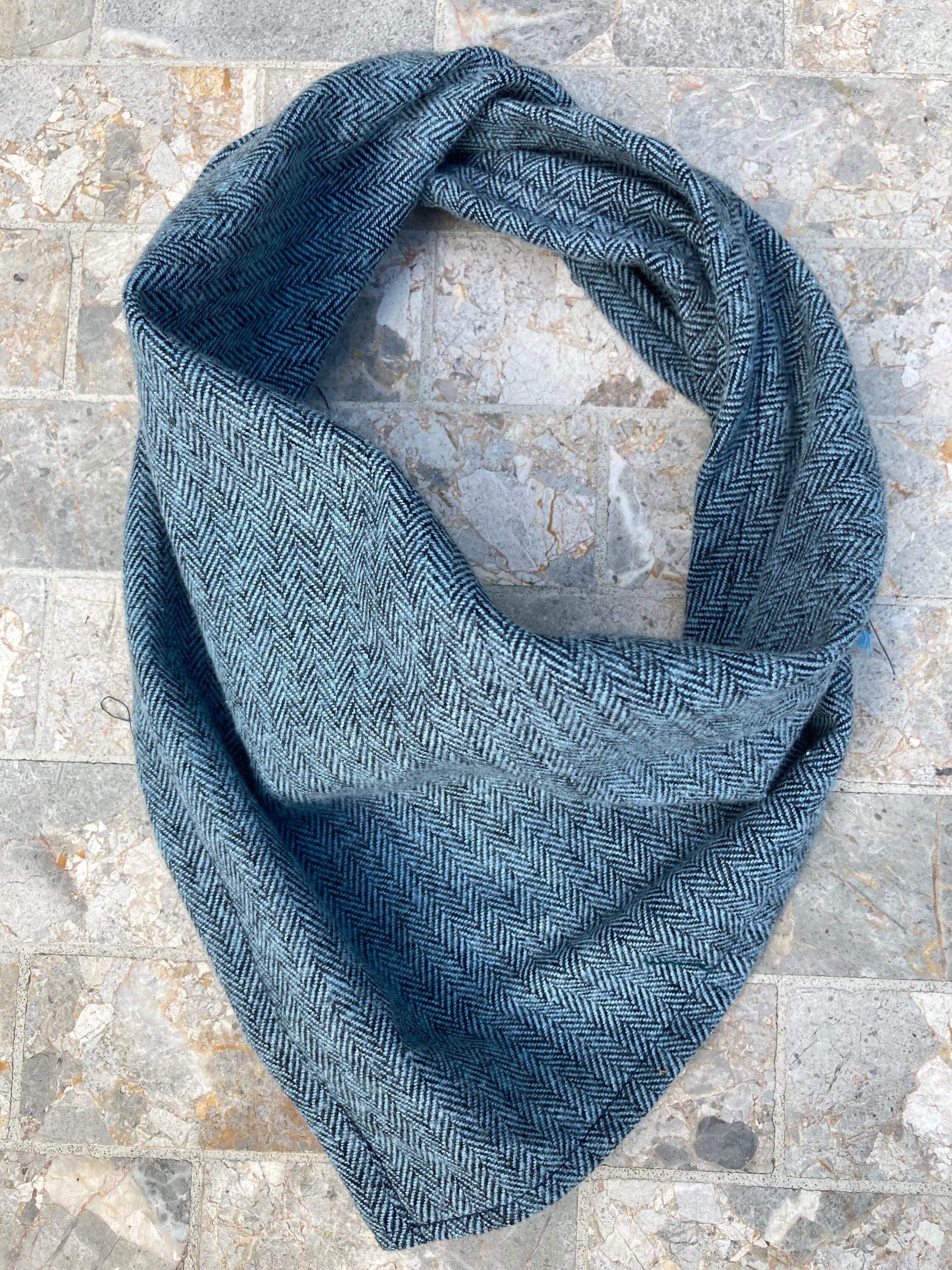 Light Blue Herringbone Flannel Shirting Pet Bandana/Scarf