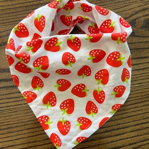 Red Strawberries on White Cotton Pet Bandana/Scarf