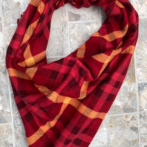 Fall Harvest Red & Orange Buffalo Check Biased Plaid Flannel Pet Bandana/Scarf