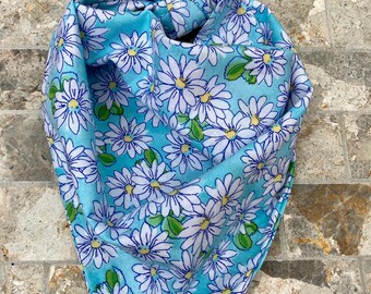Light Blue Daisy Cotton Pet Bandana/Scarf