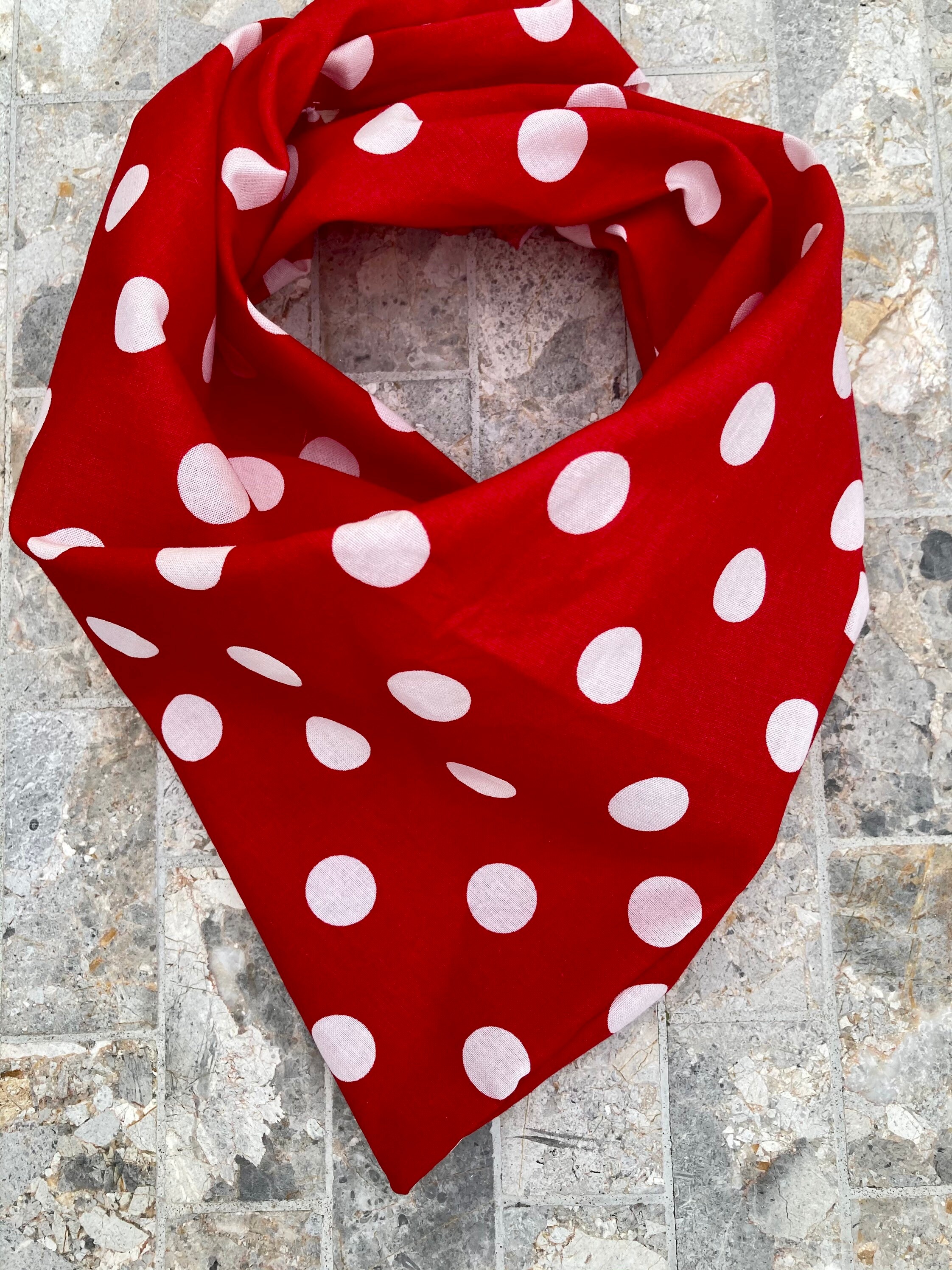 He Spoke Style Burgundy Silk Scarf with White Dots
