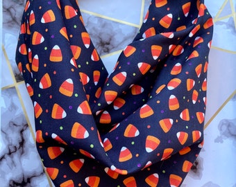 Halloween Candy Corn on Black Cotton Pet Bandana/Scarf