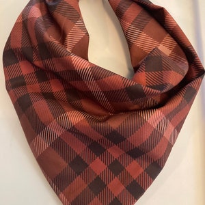 Harvest Burgundy Brownish Plaid Flannel Cotton Pet Bandana/Scarf