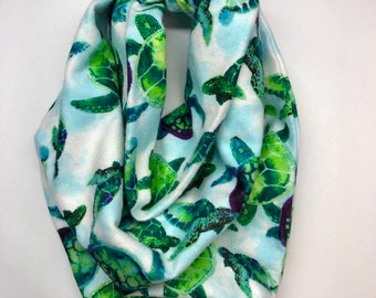 Pañuelo/bufanda para mascota de tortuga marina de acuarela azul y verde