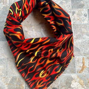 Red Fire & Flames on Black Cotton Pet Bandana/Scarf