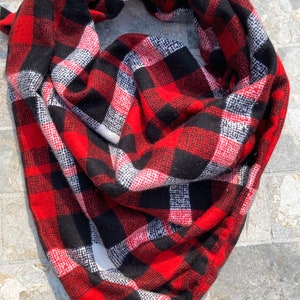 Red & Black Biased Plaid Flannel Cotton Pet Bandana/Scarf