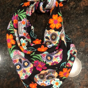 Floral Tropical Skull Flannel/Cotton Pet Bandana/Scarf