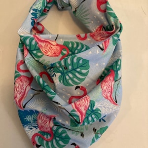 Pink Flamingos on Teal Tropical Cotton Pet Bandana/Scarf