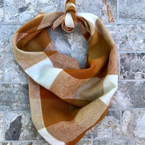 Burnt Orange Ivory Buffalo Check Plaid Shirting Flannel Pet Bandana/Scarf