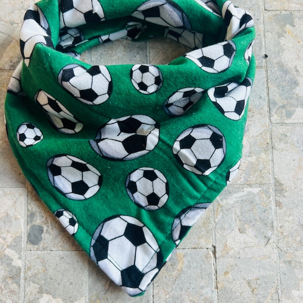 Soccer Balls on Green Flannel Cotton Pet Bandana/Scarf