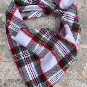 Holiday Biased White Tartan with Red & Green Shirting Soft Cotton Pet Bandana/Scarf