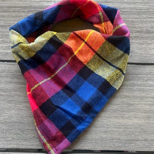 Blue Yellow & Green Plaid Flannel Shirting Cotton Pet Bandana/Scarf