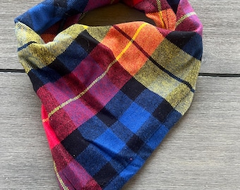 Blue Yellow & Green Plaid Flannel Shirting Cotton Pet Bandana/Scarf