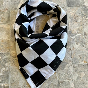White & Black Checkered Buffalo Check Pattern Flag Pet Bandana/Scarf