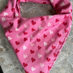 White & Red Hearts on Pink Valentine&#39;s Day Cotton Pet Bandana