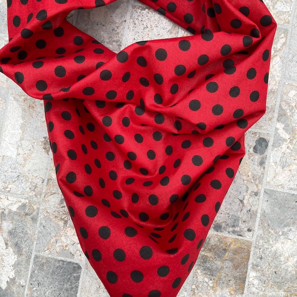 Black Polka Dots on Red Cotton Pet Bandana/Scarf