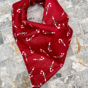 Holiday Peppermint Candy Canes Christmas Cotton Pet Bandana/Scarf