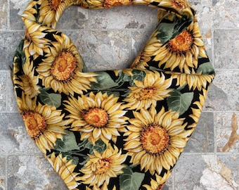 Sunflower on Black Cotton Pet Bandana/Scarf