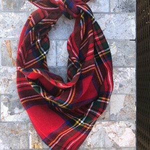 Red, Green, Black & Yellow Holiday Tartan Flannel Shirting Plaid Pet Bandana/Scarf